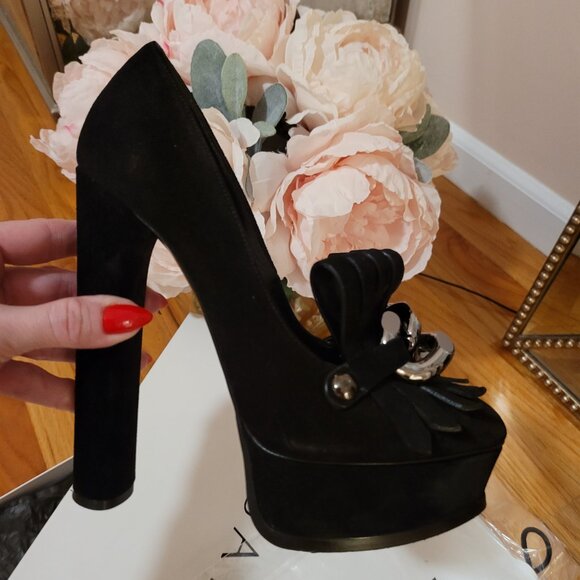 CASADEI Embellished  Platform Pumps In Black size 37 - Picture 12 of 16